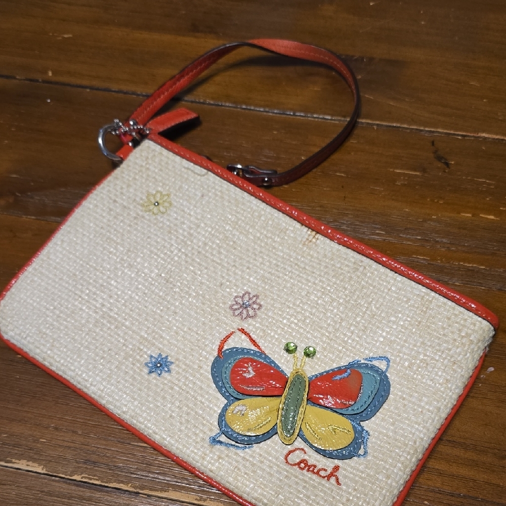 BEAUTIFUL Coach Multicolor Butterfly Wristlet